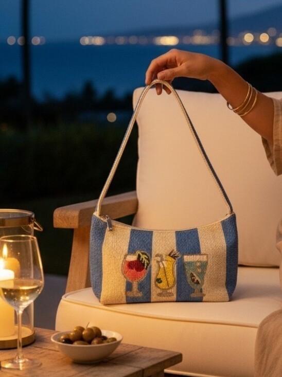 Handcrafted in India Handbags - NWT Viral Beaded Cocktail Shoulder Bag with Matching Beaded Cocktail Purse Charm